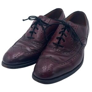 Johnston & Murphy Aristocraft Mens Burgundy Leather Wingtip Oxford Shoes 9.5 USA